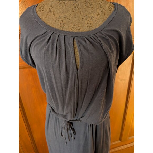 Banana Republic Navy Blue Womens Short Sleeve Dress W/Tie Waist Keyhole Detail S - Picture 2 of 6